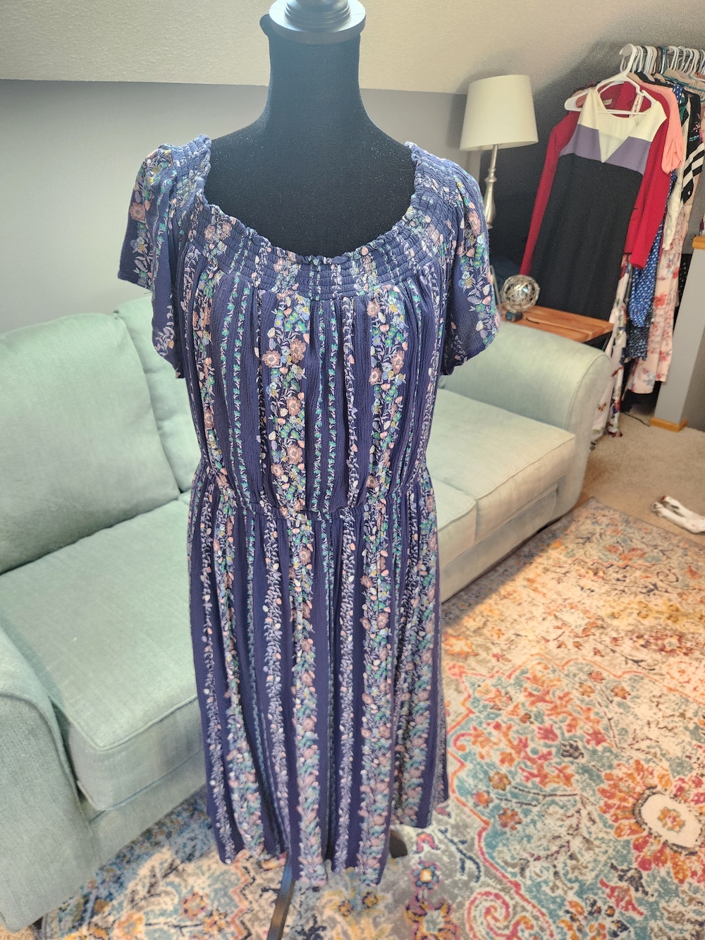 Old Navy Floral Midi Dress Wear 2 Ways Including Sexy Off The Shoulder Large